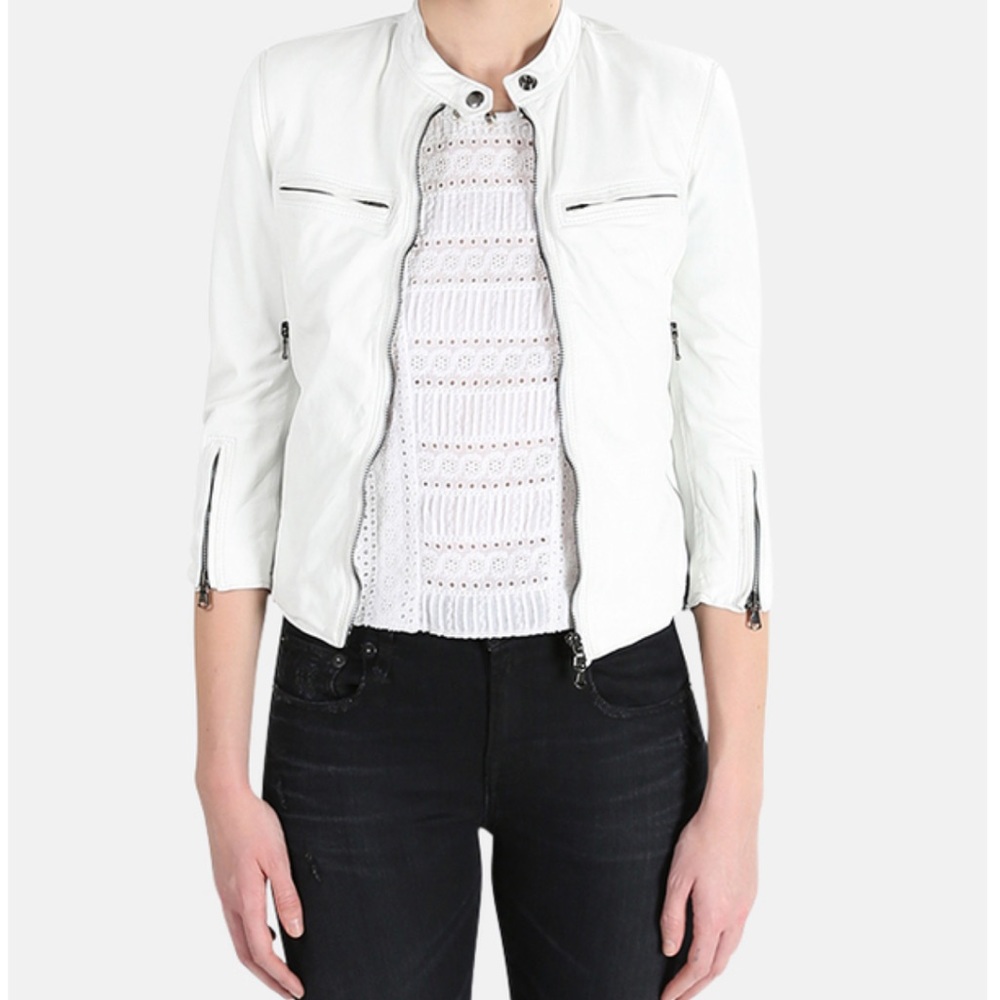 R13 Cafe Racer Leather Jacket, Size S